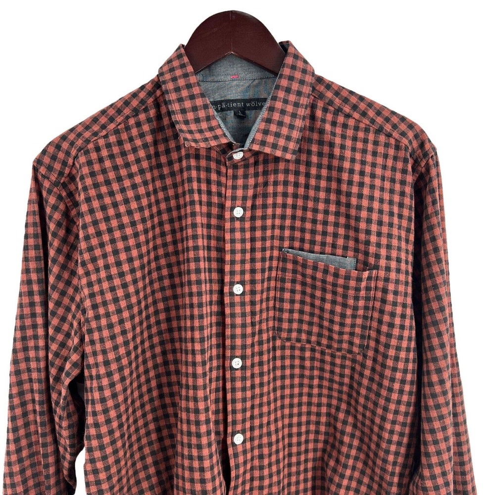 Impatient Wolves Red Checked Button Front Long Sleeve Shirt Size 1 /‎ Approx XL